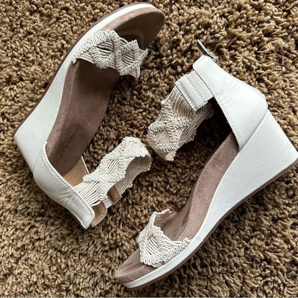 Lucky Brand Crochet Strapped Wedge Heels